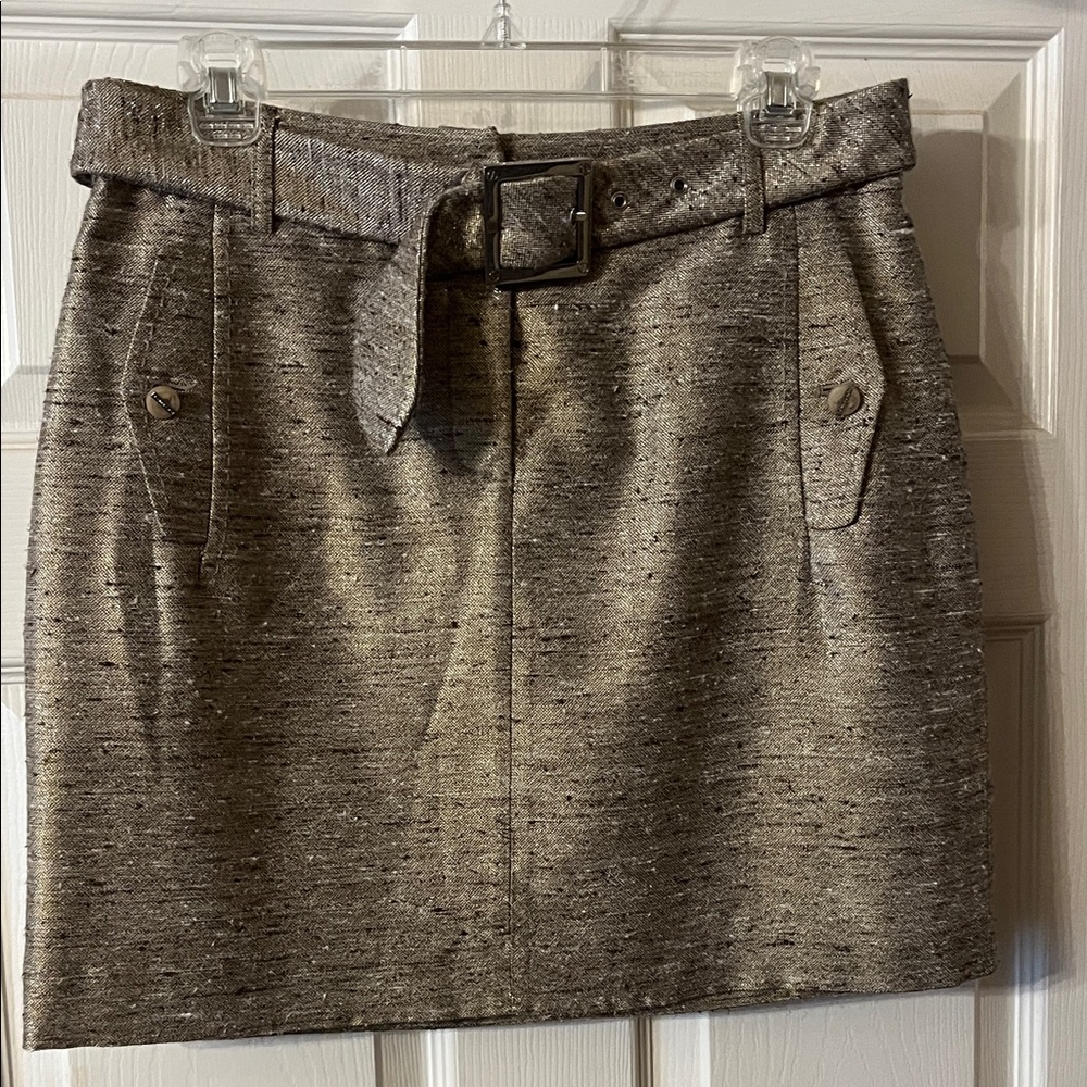 Tory Burch Metallic Gray Mini Skirt